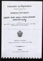 1850 Császári nyiltparancs jogügyletek illetéke tárgyában. Fénymásolat lefűzve 47p.