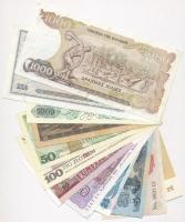 12db vegyes, nagyrészt külföldi bankjegy, közte Kína 1980. 5J, Görögország 1987. 1000D T:I-III
12pc...