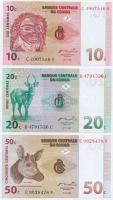 Kongói Demokratikus Köztársaság 1997. 10c + 20c + 50c T:I Congo Democratic Republic 1997. 10 Centimes + 20 Centimes + 50 Centimes C:UNC Krause 82.a, 83.a, 84A