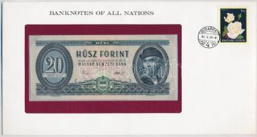 1975. 20Ft Banknotes of all Nations lezárt borítékban, bélyeggel és bélyegzéssel T:I