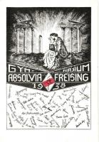 1938 Gymnasium Absolvia Freising. Druck Freisinger Tagblatt / Freising grammar school with signatures, studentica