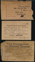 1939 Kiállítási cédulák (Ernst-kiállítások, Pécsi Képzőművészek és Műbarátok Társasága, Nemzeti Szalon). 3 db