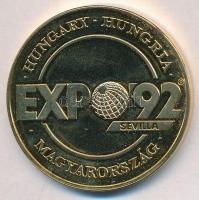 Lebó Ferenc (1960-) 1992. Expo 92 Sevilla - Magyarország / Európában, Európáért aranyozott fém emlékérem (42,5mm) T:1