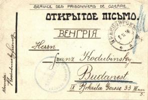 1916 Gesegnete Weihnachten! / Kézzel rajzolt karácsonyi üdvözlőlap orosz hadifogoly táborból, Krasno...