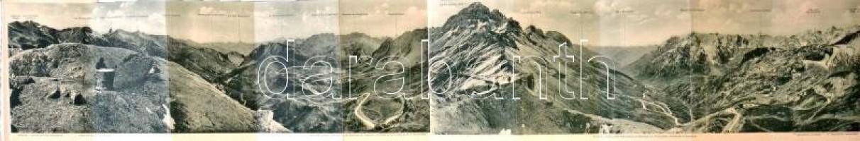 Col du Galibier, Le Galibier; Tous les Paysages du Dauphiné par A. Mollaret / Landscapes of the French Dauphiné-Alps, mountain passage; 10-tiled panoramacard in floral case (non PC)