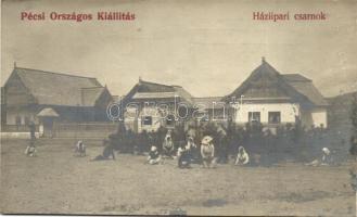 1907 Pécs - 7 db RÉGI eredeti fotó képeslap a Pécsi Országos Kiállításról, Izabella főhercegnő a kiá...