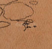 Olvashatatlan jelzéssel: Lábadozás a járványkórházban. Ceruza, papír, kartonra kasírozva,