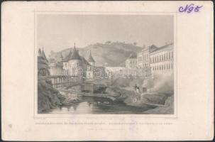 cca 1840 Ludwig Rohbock (1820-1883): Császárfürdő Budán acélmetszet / steel-engraving page size: 16x26 cm