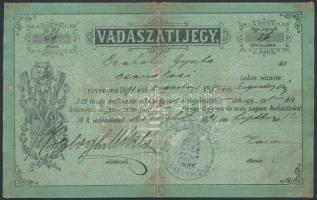 1891 Vadászjegy / Vadászati jegy / Hunting licence