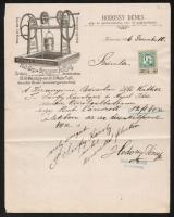 1896 Hodossy Dénes gép- és épületlakatos, vas- és gépkereskedő, Körmend. Díszes fejléces számla 1 kr okmánybélyeggel