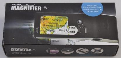 Multifunkciós nagyító világítással, 3x / 10x nagyítóval, 55x mikroszkóppal eredeti dobozában műbőr t...