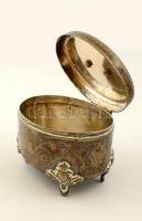 Jakubowski & Jarra (Krakkó) monogramos cukortartó, ezüstözött alpakka, jelzett, gravírozott, for...