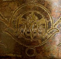 Jakubowski & Jarra (Krakkó) monogramos cukortartó, ezüstözött alpakka, jelzett, gravírozott, for...