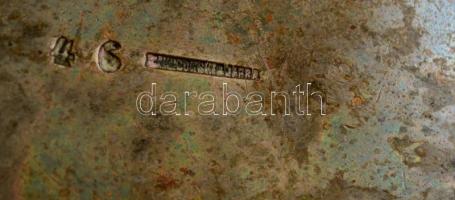 Jakubowski & Jarra (Krakkó) monogramos cukortartó, ezüstözött alpakka, jelzett, gravírozott, for...