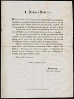 1848. december 24. 4. Armee-Bulletin Báró Ludwig von Welden császári és királyi táborszernagy német nyelvű hirdetménye. Beszámoló Nyugat Dunántúl és Pozsony környéki hadműveletekről. / 1848 Army report of General Ludwig von Welden commander of the Austrian forces. 29x37 cm