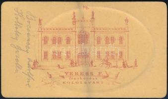 cca 1860 Holloky Gizella - Bocsánczy Rudolfné - vizitkártya méretű, feliratozott, porcelánkép utánza...