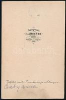 cca 1860 Csaby Anna vizitkártya méretű, feliratozott fotója, Langerer bécsi műterméből, 6,5x10 cm