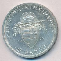 1938. 5P Ag "Szent István" T:1-,2 kis patina
Adamo P8.1