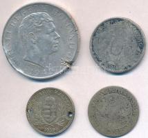 4db-os vegyes sérült, rossz tartású magyar és külföldi ezüstpénz, közte 1929. 2P Ag "Madonna&qu...