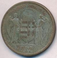 1930. 5P Ag "Horthy jobbra" T:3 patina
Adamo P8