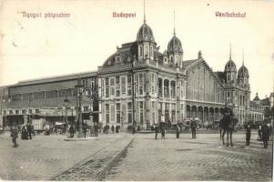 Budapest VI. Nyugati pályaudvar, Gazdasági Gépgyár, lovasrendőr, automobilok, villamos, N. M. Bp. (kis szakadás / small tear)