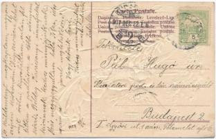 'Karácsonyi Üdvözlet' / Christmas greeting postcard, angel, Emb. litho (EK)