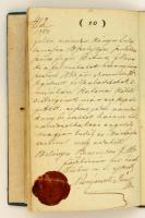 1856 Vándorkönyv, német-magyar nyelven, bejegyzésekkel, viaszpecséttel, okmánybélyeggel