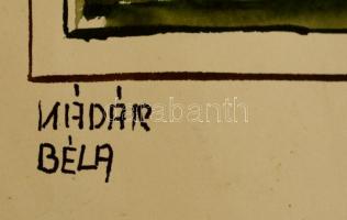 Kádár jelzéssel: Hölgy pöttyös ruhában. Akvarell-tus, papír, 15×8 cm