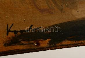 Kondor jelzéssel: Alakok. Vegyes technika, fa tábla, 50×29 cm