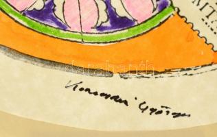 Konecsni jelzéssel: Bélyegek. Vegyes technika-nyomat, papír, d: 21 cm