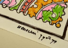 Konecsni jelzéssel: Bélyegek II. Vegyes technika-nyomat, papír, d: 21 cm