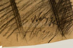 Nagy jelzéssel: Portré. Szén, papír, kis szakadással, 60×43 cm