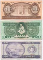 1983. november 10. 1000Ft "C" + 1990. 500Ft + 1993. 5000Ft "J" T:III kis szakadá...