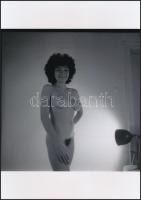 cca 1978 Műtermi jelenetek, szolidan erotikus fényképek, 4 db korabeli vintage negatívról készült ma...