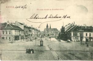 Kassa, Kosice; Fő utca, Erzsébet tér, Adrianyi és Marko üzlete, kiadja Divald Károly fia / main street, square, shop (EB)