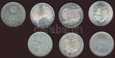 NSZK 1970-80-as évek 10DM Ag 7db klf T:1,2