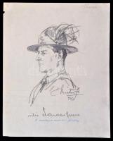 Márton Ferenc (1884-1940): 1933 Jamboree, Vitéz Farkas Ferenc (1892-1980) a Jamboree vezérkari fönöke. Ceruza, papír, jelzett, 21×17 cm