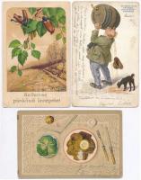 90 db  RÉGI főként motívumos és üdvözlő képeslap, több litho lappal, vegyes minőségben / 90 pre-1945...