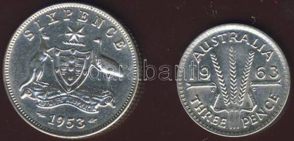 Ausztrália 1953. 6p Ag T:2/3 + 1963. 3P T:1