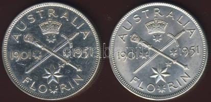Ausztrália 1951. 1Fl Ag "Jubileum" (2x) T:2