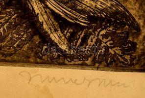 Imre István (1918-1983): Kalászok. Rézkarc, papír, jelzett, foltos, szakadásokkal, 38×20 cm