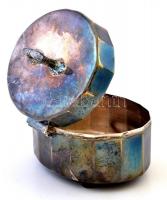 Ezüstözött alpakka cukortartó doboz, jelzés nélkül, m:8 cm, h:12 cm