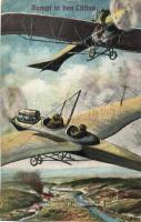 Kampf in den Lüften / WWI K.u.K. battle in the air, airplanes, military field post s: Hoffmann (EK)