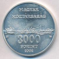 2002. 3000Ft Ag "Hortobágyi Nemzeti Park" dísztokban, tanúsítvánnyal T:BU ujjlenyomatos