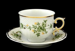 Hollóházi Erika mintás két személyes teás készlet, tállal, matricás, hibátlan