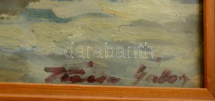 Kássa Gábor (1893-1961): Téli ház. Olaj, papír-karton, jelzett, üvegezett keretben, 29×37 cm