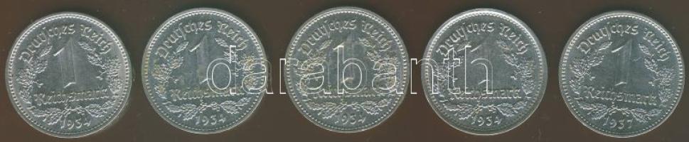 Német Birodalom/Weimari Köztársaság 1934-1937. 1M (5x) T:2/3+