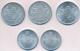 1943. 5P Al "Horthy Miklós születésének 75. évfordulója" (3x) + 1945. 5P Al "Parlamen...