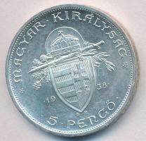 1938. 5P Ag "Szent István" T:1-,2 
Adamo P8.1