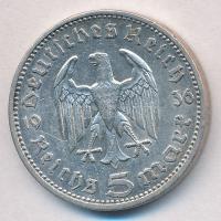 Német 3. Birodalom 1936A 5M Ag "Hindenburg" T:2 ph.
German Third Reich 1936A 5 Mark Ag &q...